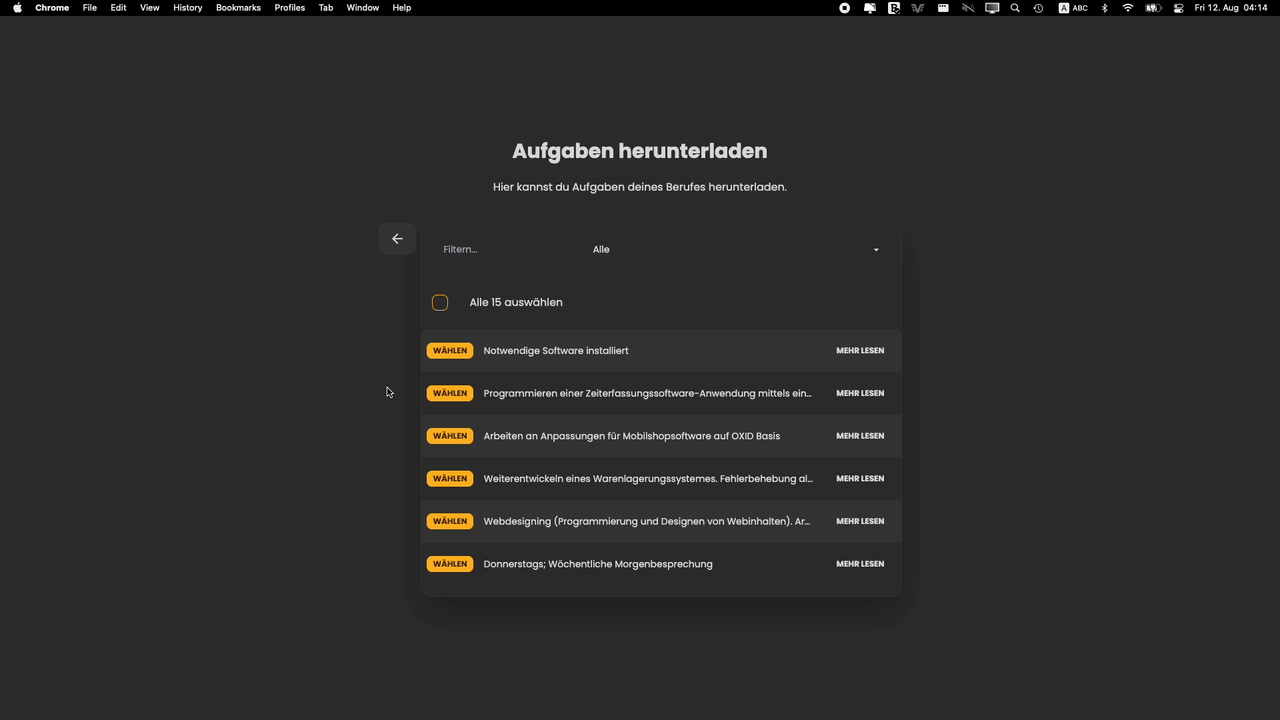Inspiration finden im Berichtsheft-Generator